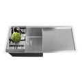 304  silver Single Bowl with Drain Board Handmade Kitchen Sink  (40"x18"10")
