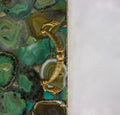 Light Green Agate Serving Tray With Brass Handles | Square
